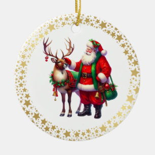 Ornement en céramique de Noël de rennes du Père No