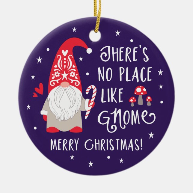 Ornement en céramique de Noël Gnome (Devant)