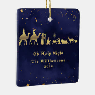 Ornement en céramique de Noël Gold Oh Holy Night
