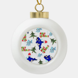 Ornement en céramique de Noël, Poisson de baleine 