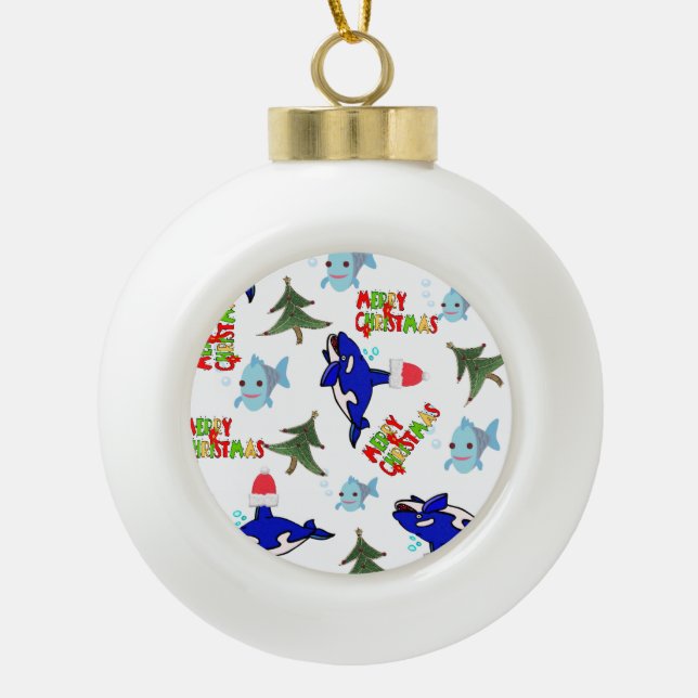 Ornement en céramique de Noël, Poisson de baleine  (Devant)