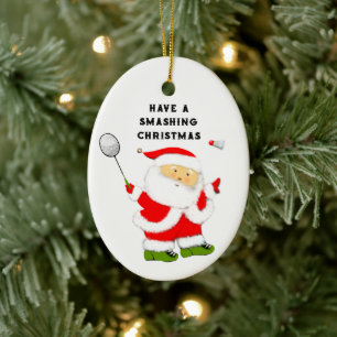 Ornement en céramique de Noël pour badminton