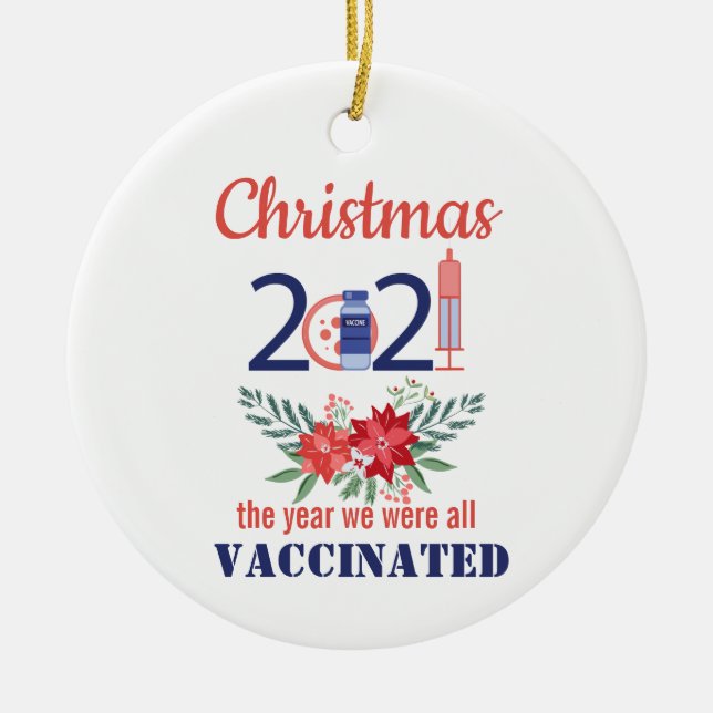 Ornement en céramique de Noël vacciné 2021 (Devant)