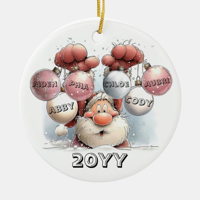 Ornement en céramique de Père Noël personnalisé da (Devant)