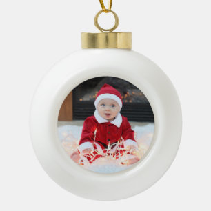 Ornement en céramique de photo de premier Noël d