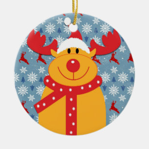 Ornement en céramique de renne frais de Noël