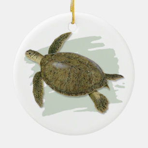 Ornement en céramique de tortue verte