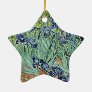 Ornement En Céramique De Van Gogh toujours la vie : Vase avec des iris