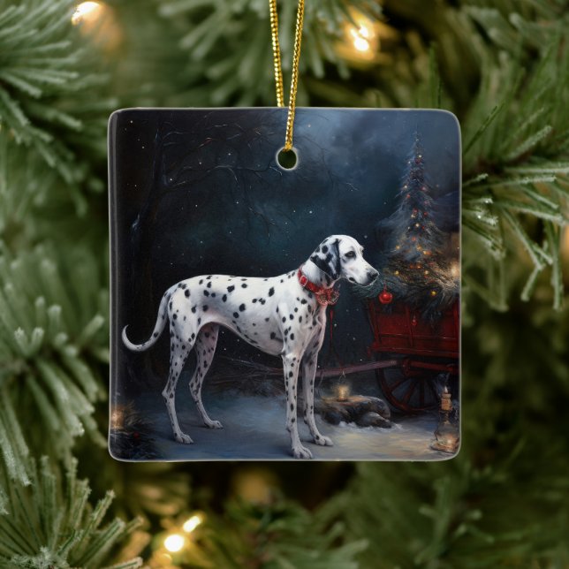 Ornement En Céramique Décor de Noël Dalmatien Snowy (Arbre)