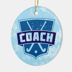 Ornement En Céramique Décor de Noël de l'entraîneur de hockey sur gazon
