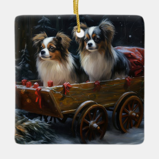Ornement En Céramique Décor de Noël Papillon Snowy Sleigh (Devant)