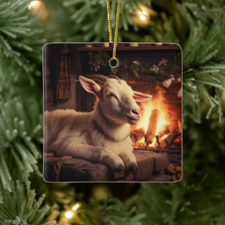 Ornement En Céramique Décor d'ornement de chèvre mignonne, Dons pour les