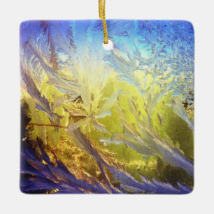 Ornement En Céramique Décor en céramique feuille de glace bleue