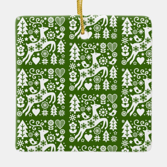 Ornement En Céramique Décor traditionnel nordique de Noël (Devant)