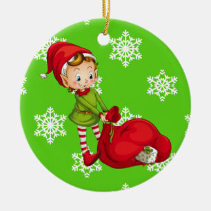 Ornement en céramique d'Elf de Noël du père no