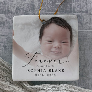 Ornement En Céramique Délicat pour toujours dans nos coeurs Baby Photo M