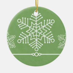 Ornement En Céramique Délicat Snowflakes Round Ornament