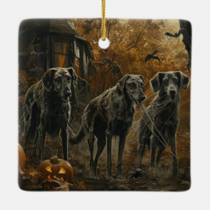 Ornement En Céramique Délice Canin d'Halloween pour Lévrier Afghan