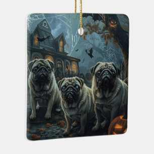 Ornement En Céramique Délice de chien de la nuit d'Halloween pour Pug
