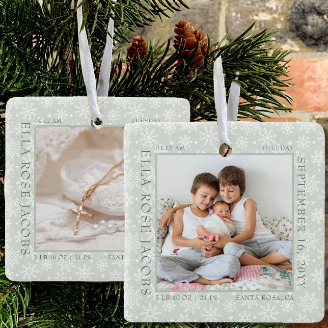 Ornement En Céramique Delicy Snowflake Photo Frame Baby Birth Stats (Créateur téléchargé)