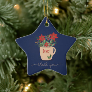 Ornement En Céramique Dentist Thank You at Christmas Poinsettias