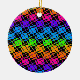 Ornement En Céramique Dernier Edgy Colorful À damiers Rainbow Motif