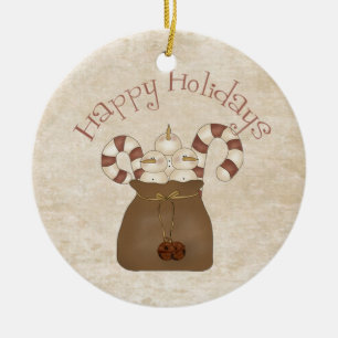 Ornement en céramique des neigeurs de pays primiti