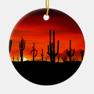 Ornement En Céramique Désert Arizona de Sonoran de Saguaros de coucher