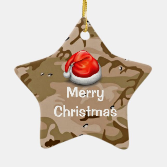 Ornement En Céramique Desert Sand Camo T-Shirt Merry Christmas Ornament (Dos)