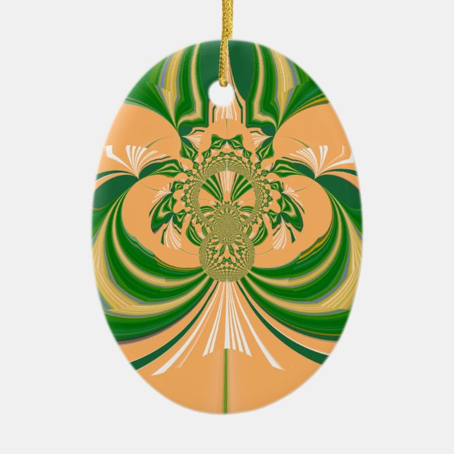 Ornement En Céramique Design vert jaune. (Devant)