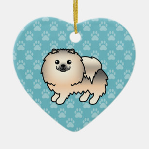 Ornement En Céramique Dessin animé de chien Pomeranian Sable Crème