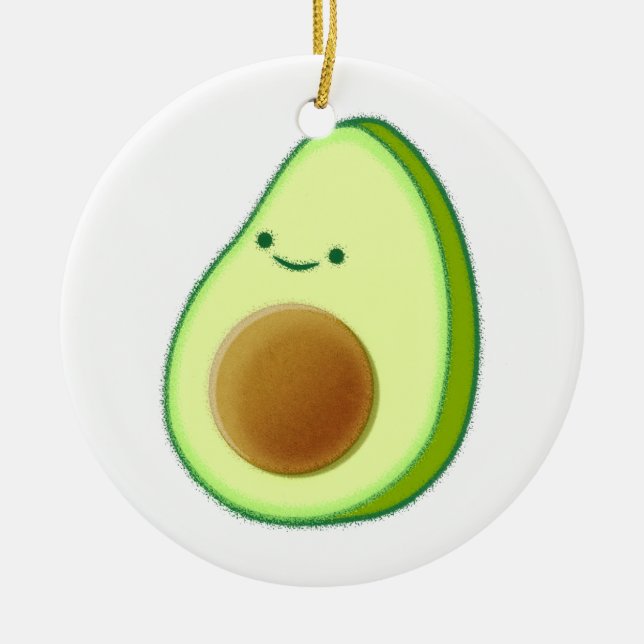 Ornement En Céramique Dessin Avocado mignon (Devant)