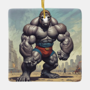 Ornement En Céramique Dessin d'art pop de Gorilla Bodybuilder