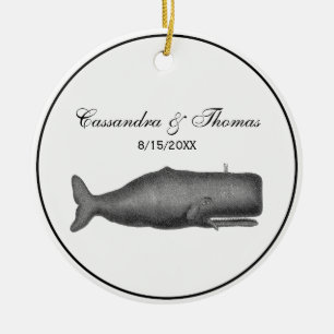 Ornement En Céramique Dessin de baleine vintage du 19e siècle N