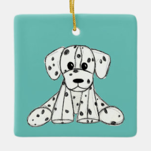 Ornement En Céramique Dessin simple de contour de chien en peluche dalma