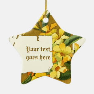 Ornement En Céramique Dessin vintage de l'ornement jasmin jaune