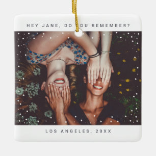 Ornement En Céramique Deux amies photo minimaliste vacances Keepsaké