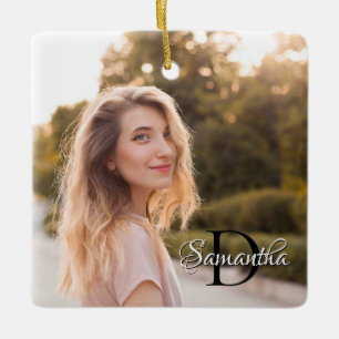 Ornement En Céramique Deux Photo Girl Chic Monogramme