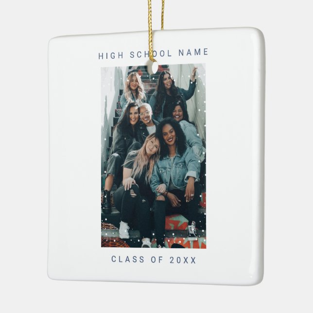 Ornement En Céramique Deux photo Turquoise bleu Snowfall School College (Gauche)