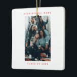 Ornement En Céramique Deux photos Red Snowfall School College<br><div class="desc">Deux photos noël rouge minimaliste chute de neige lycée collège meilleur ami neige chute de neige Noël Ornement céramique</div>