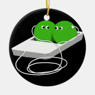 Ornement En Céramique Deux Pois Dans Un Pois (Ajouter Votre Texte)