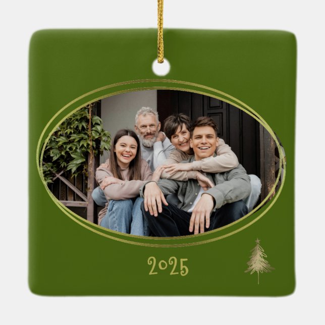 Ornement En Céramique Dill Green Pink & Gold Christmas Trees  (Dos)