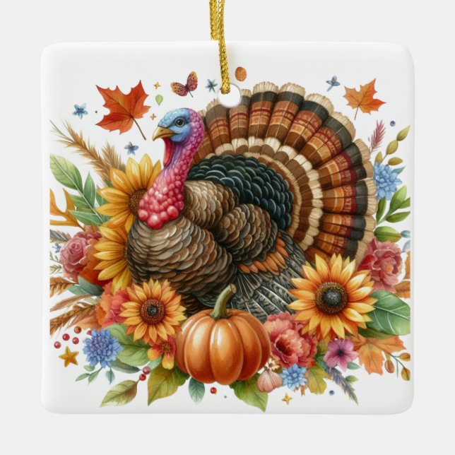 Ornement En Céramique Dinde de Tom de Thanksgiving Objet de Collection (Devant)