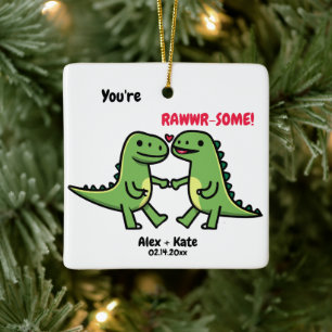 Ornement En Céramique Dinosaure Valentines