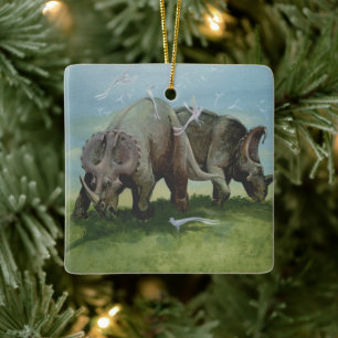 Ornement En Céramique Dinosaures vintages, Centrosaurus pâturage dans la