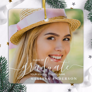 Ornement En Céramique Diplômé moderne Custom 2 Photo Grad Graduation