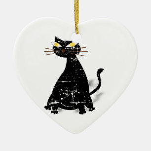 Ornement En Céramique Distressed Black Fat Cat