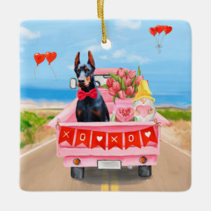 Ornement En Céramique Doberman Chien Saint-Valentin Coeurs de camion