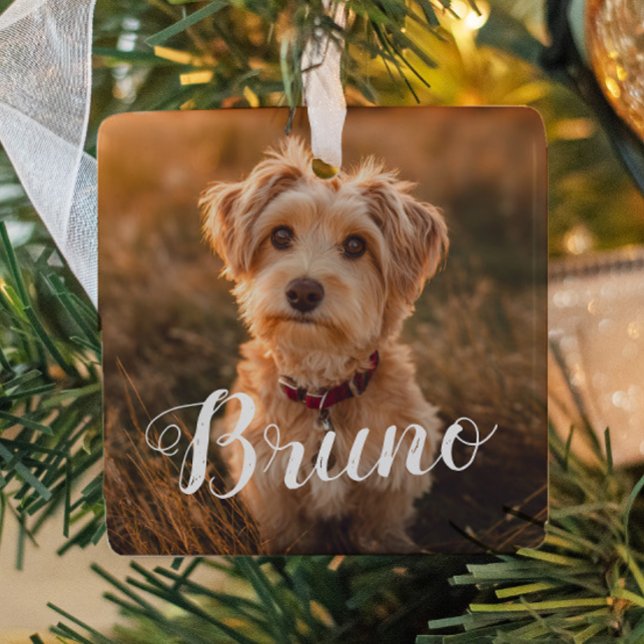 Ornement En Céramique Dog Simple Name Christmas Script Ornament (Créateur téléchargé)