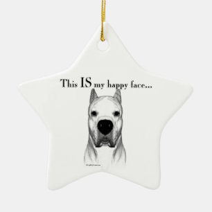 Ornement En Céramique Dogo Argentino Visage Heureux